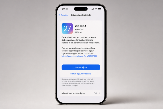 iOS 27.0.1 devient la mise à jour mise en avant sur les iPhone sous iOS 26 iOS 27.0.1 mis en avant pour les iPhone sous iOS 26