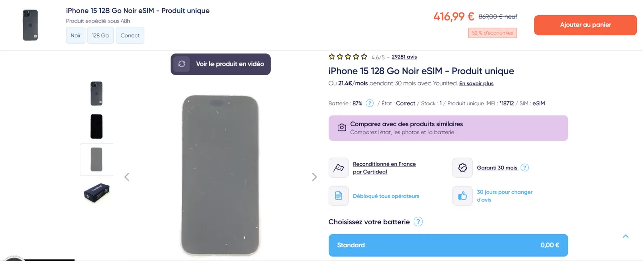 CertiDeal : choisissez votre iPhone reconditionné grâce aux photos réelles